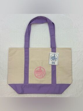 Trader Joe’s Limited Edition Springs 2026 Lavender Trim Canvas Tote Bag
